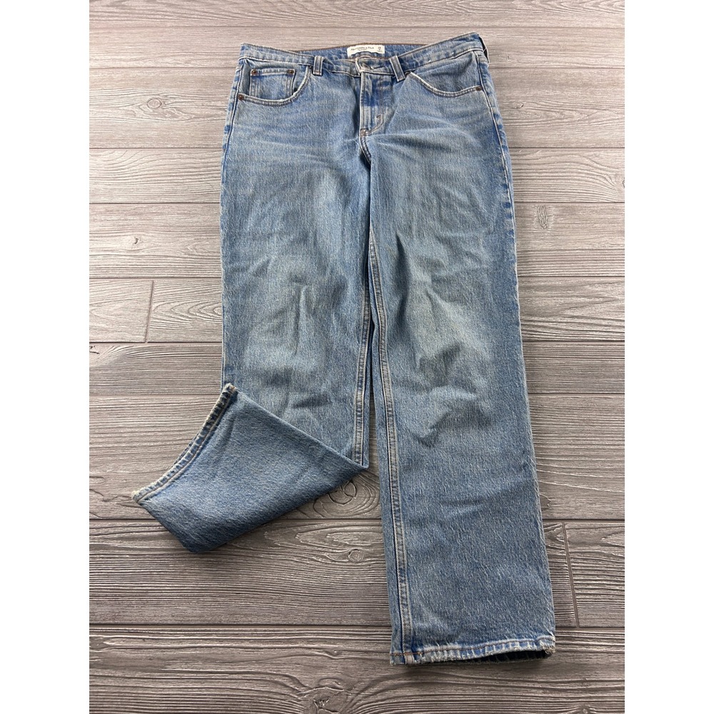 Abercrombie & Fitch The Straight Mid Rise Jeans Blue Wash 28 6XS 1561